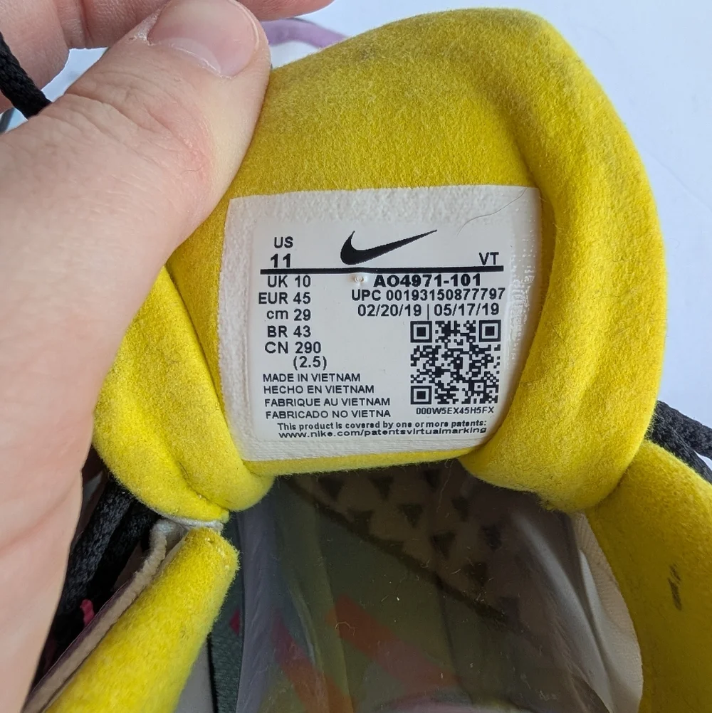 Nike Air Max 270 React — White/Purple/Yellow Men's Sneakers Size 11